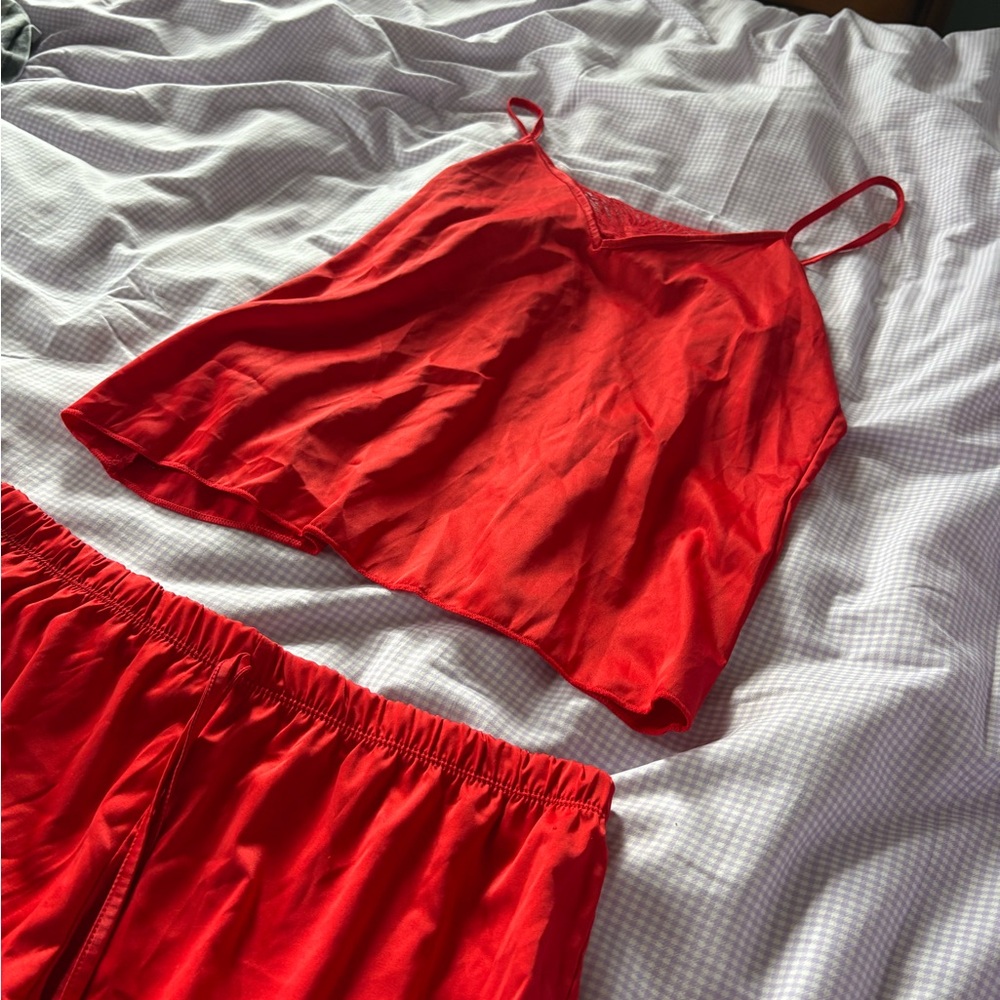 RACHEL Rachel Roy Red Satin Camisole & Short Set